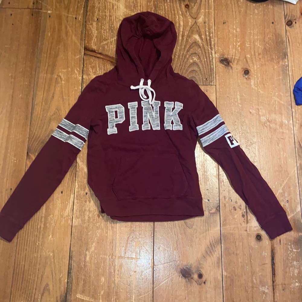 PINK - Maroon Hoodie Sweatshirt (Size S/P)